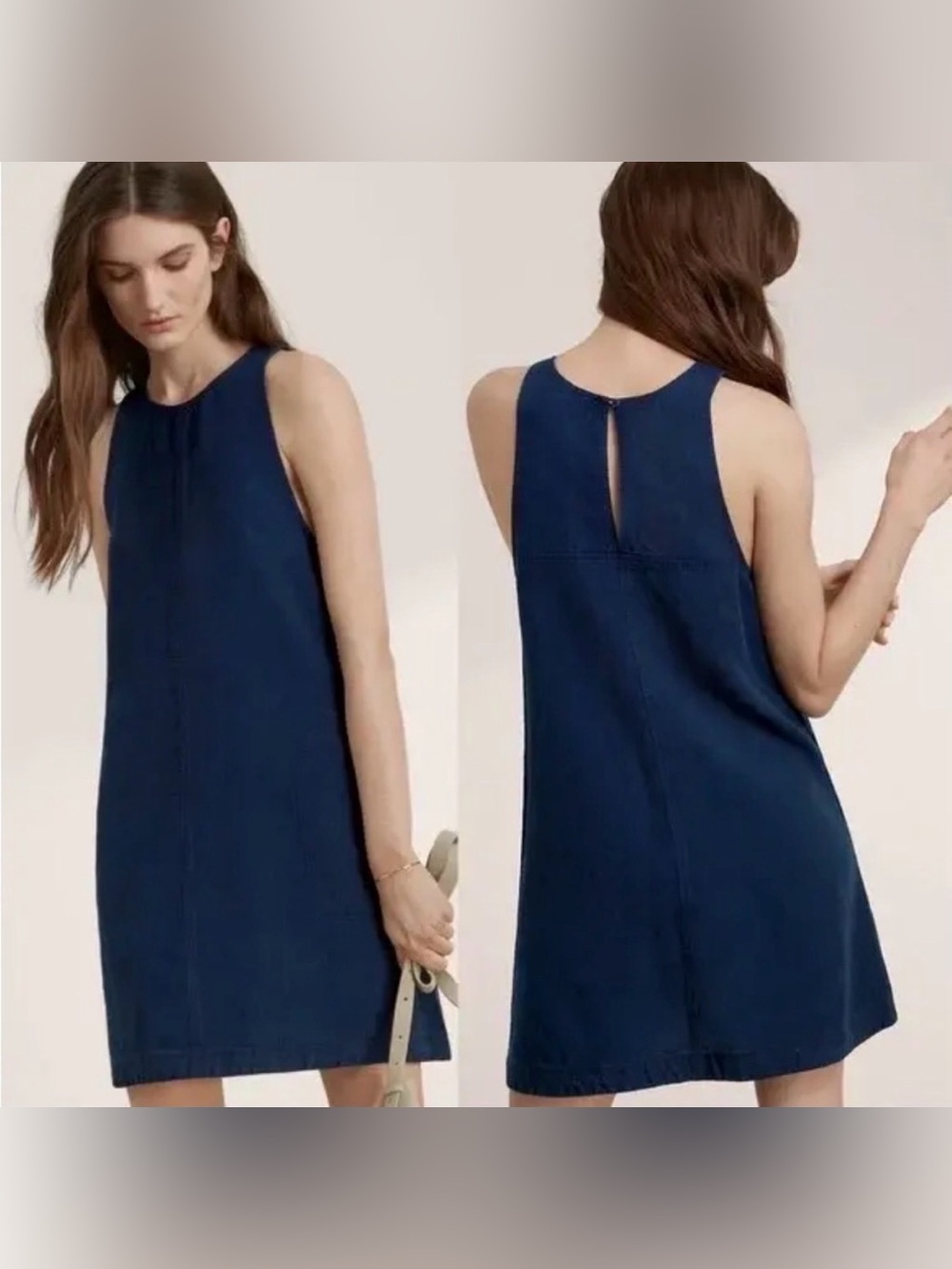 Wilfred Navy Blue Sleeveless Shift Dress